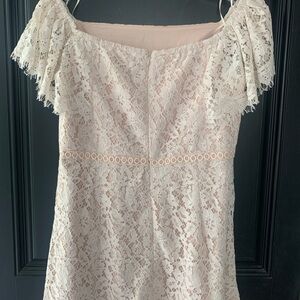 NWT, J Crew on or off shoulder dress. Sz 10p. Zipper back , lined , flounce hem